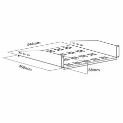 Kimex Etagère fixe pour rack sol et rack mural 19'', Profondeur 460mm, Hauteur 2U