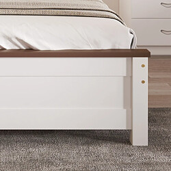 ComfortXL Lit simple en bois avec pied central, 90x200 cm, blanc pas cher