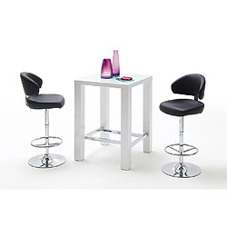 Inside 75 Table de bar design JANIS 80 x 80 cm finition laque blanche brillante