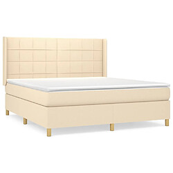 vidaXL Sommier à lattes de lit avec matelas Crème 160x200 cm Tissu