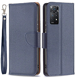 Etui en PU texture litchi, antichoc avec support, bleu foncé pour votre Xiaomi Redmi Note 11 Pro 5G (Qualcomm)/Note 11 Pro 4G (MediaTek)