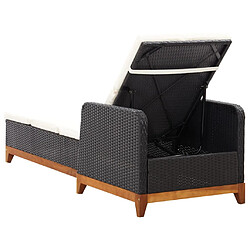 Avis Helloshop26 Transat chaise longue bain de soleil lit de jardin terrasse meuble d'extérieur résine tressée et bois d'acacia massif noir 02_0012919