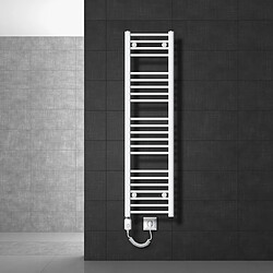 LuxeBath Radiateur électrique pour salle de bain Sahara 300x1400 mm Blanc raccord latéral droit & résistance 1200W avec thermostat & affichage digital