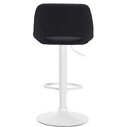 Decoshop26 Tabouret de bar chaise haute x1 avec repose-pieds en tissu noir piètement métallique blanc 10_0004619 pas cher