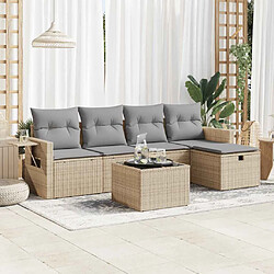 vidaXL Salon de jardin avec coussins 6 pcs beige résine tressée