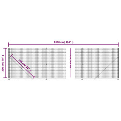 vidaXL Clôture en treillis métallique avec bride vert 2x10 m pas cher