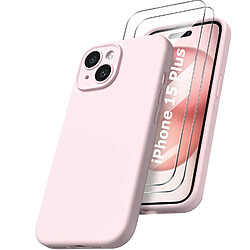 Coque Pour iPhone 15 Plus Silicone Rose + 2 Verres Trempes Little Boutik®