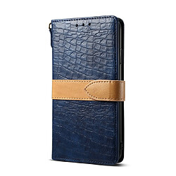 Wewoo Housse Coque Étui en cuir à rabat horizontal PU de texture épissée de couleur crocodile pour iPhone XRavec porte-monnaie et supportfentes cartes et lanière bleu