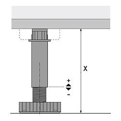 Pied de réglage KORREKT hauteur 50 à 60mm HETTICH FRANCE 44747