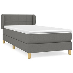 Maison Chic Lit Adulte - Lit simple Lit à sommier tapissier et matelas moelleux - Meuble de Chambre - Gris foncé 90x190 cm Tissu -MN83839