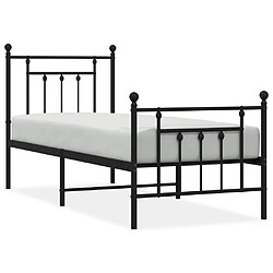 vidaXL Cadre de lit métal sans matelas avec pied de lit noir 75x190 cm