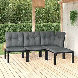 Maison Chic Salon de jardin 4 pcs - Table et chaises d'extérieur - Mobilier/Meubles de jardin Moderne noir et gris résine tressée -MN88457