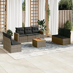 Maison Chic Salon de jardin 8 pcs avec coussins | Ensemble de Table et chaises | Mobilier d'Extérieur gris résine tressée -GKD70920