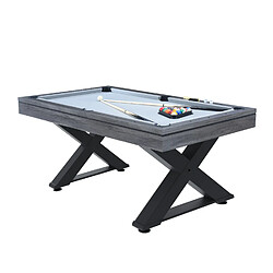 Concept Usine Table multi-jeux en bois gris ping-pong et billard TEXAS