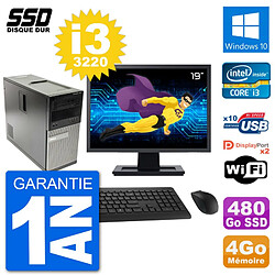 PC Tour Dell 7010 Ecran 19" Intel Core i3-3220 RAM 4Go SSD 480Go Windows 10 Wifi - Occasion