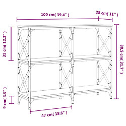 vidaXL Table console chêne marron 100x28x80,5 cm bois d'ingénierie pas cher