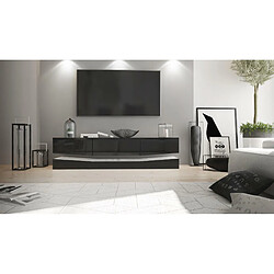 Avis Mpc Meuble TV Avec Socle Blanc et noir Haute Brillance (178 X Variable X 39 Cm)