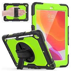 Coque en TPU + Silicone avec béquille pivotante à 360 ° et sangle noir/vert pour votre Apple iPad 10.2 (2019)