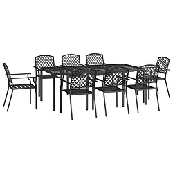 Avis Maison Chic Ensemble de salle à manger de jardin 9 pcs,Table et chaises d'extérieur pour relax anthracite acier -GKD903815