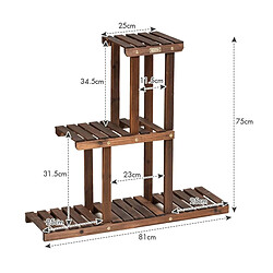 Decoshop26 Etagère à fleurs en bois à 3 niveaux porte fleurs en echelle verticale capacité charge 30kg 20_0000609