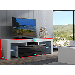 Avis Dusine Meuble TV SPIDER à LED en MAT Noir avec porte Noir Laqué 160 cm