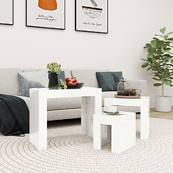 Maison Chic Ensemble de 3 Tables basses gigognes,Table Console pour salon Blanc brillant Aggloméré -MN64256