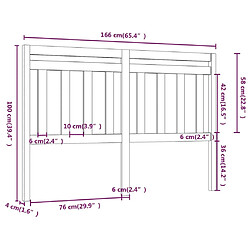 Maison Chic Tête de lit scandinave pour lit adulte,Meuble de chambre Noir 166x4x100 cm Bois massif de pin -MN52956 pas cher