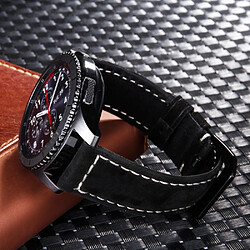 Acheter Bracelet en cuir véritable 22mm universel mat/noir pour votre Samsung Gear S3 Classic/Frontier etc