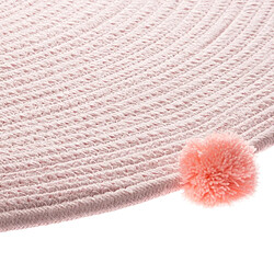 Atmosphera, Createur D'Interieur Tapis rond à gros pompons rose et blanc - Diam. 90 - Rose