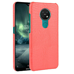 Wewoo Coque Rigide Pour Nokia 7.2 / 6.2 antichoc Crocodile Texture PC + Etui en PU Rouge