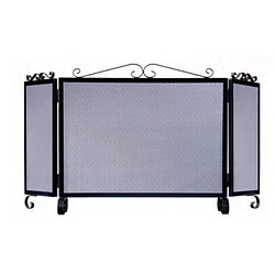 Visiodirect Grille de Protection pour cheminée, Grille Pare-feu modèle S 3 corps en Fer forgé coloris Noir - Hauteur 64 x Longueur 66,5 x Largeur 20 cm