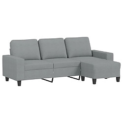 vidaXL Canapé à 3 places avec repose-pieds Gris clair 180 cm Tissu