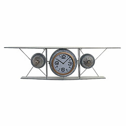 Horloge Murale DKD Home Decor Verre Fer Avion Bois MDF Gris foncé (120 x 21 x 33.5 cm)