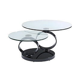 Vente-Unique Table basse avec plateaux pivotants JOLINE - Verre trempé transparent et pied chromé noir de Maison Céphy pas cher