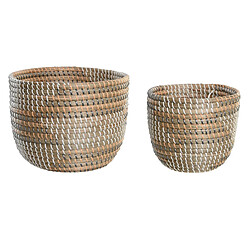 Set de basket DKD Home Decor 28 x 28 x 22 cm Tropical Herbier marin