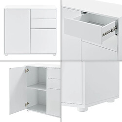 Helloshop26 Commode avec 2 tiroirs 2 portes 74 x 79 x 36 cm blanc brillant 03_0006817 pas cher