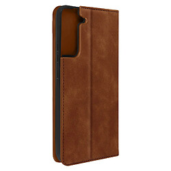 Avizar Etui Folio Samsung Galaxy S22 Plus Porte Carte Simili Cuir Daim marron