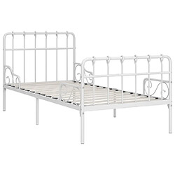 Maison Chic Lit adulte - Lit simple Cadre de lit,Structure du lit Contemporain et sommier à lattes Blanc Métal 90 x 200 cm -MN85165