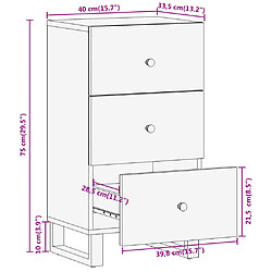 vidaXL Armoire latérale marron et noir 40x33,5x75 cm bois de manguier pas cher