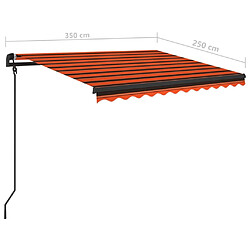 vidaXL Auvent rétractable automatique poteaux 3,5x2,5 m Orange marron pas cher