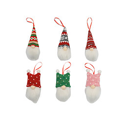 C294 6pcs Barbie blanche de Noël Figure Tricoté Figure Face Old Man Poupée Poupée Arbre de Noël Pendentif Long Chapeau Elf Poupée