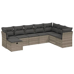 vidaXL Salon de jardin 8 pcs avec coussins gris clair résine tressée