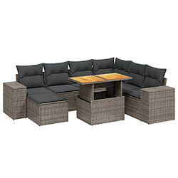 vidaXL Salon de jardin 8 pcs avec coussins gris résine tressée