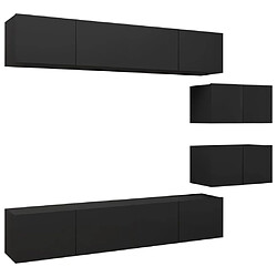 vidaXL Ensemble de meuble TV 6 pcs Noir Bois d'ingénierie