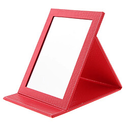 Acheter miroir de maquillage en cuir pu pliant portable miroir cosmétique pliable voyage rouge