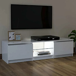 Maison Chic Meubles TV avec lumières LED - Banc TV pour salon Blanc 120x30x35,5 cm -MN23847 pas cher