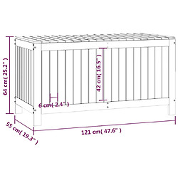 vidaXL Boîte de rangement de jardin Noir 121x55x64 cm Bois massif pin pas cher