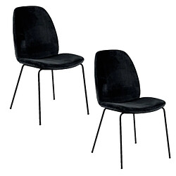 Toilinux Lot de 2 chaises Billie en velours et métal - Noir