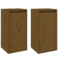 Maison Chic Lot de 2 Armoire murale suspendue,Meuble de Rangement Marron miel 30x30x60cm Bois de pin massif -MN29961