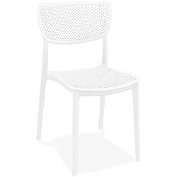 Alterego Chaise de terrasse perforée 'PALMA' en matière plastique blanche